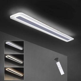 NETTLIFE Plafonnier LED Moderne 80CM Blanc Long Lampe de Dimmable avec Télécommande Plat Acrylique pour Salon Chambre Bureau