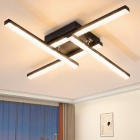 NETTLIFE Plafonnier LED Moderne Design 24W Noir 3000K blanc chaud