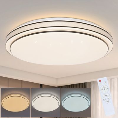 NETTLIFE Plafonnier LED Moderne Rond 27cm Ciel Étoilé Intensité Variable avec Télécommande Lampe de  23W pour Cuisine Couloir