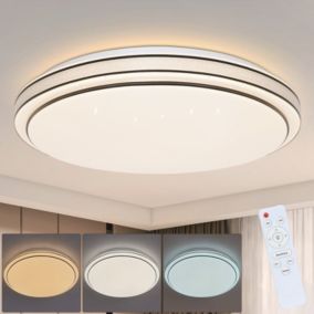 NETTLIFE Plafonnier LED Moderne Rond 27cm Ciel Étoilé Intensité Variable avec Télécommande Lampe de  23W pour Cuisine Couloir