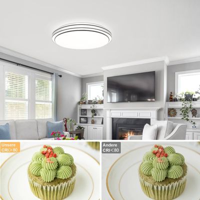NETTLIFE Plafonnier LED Moderne Rond 27cm Ciel Étoilé Intensité Variable avec Télécommande Lampe de  23W pour Cuisine Couloir