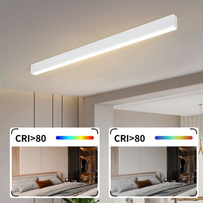 NETTLIFE Plafonnier LED Noir Moderne 107CM Longue Dimmable avec Télécommande Lampe de Bureau 32W Panneau pour Cuisine Chambre