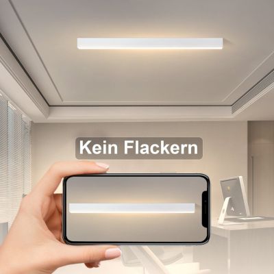 NETTLIFE Plafonnier LED Noir Moderne 107CM Longue Dimmable avec Télécommande Lampe de Bureau 32W Panneau pour Cuisine Chambre