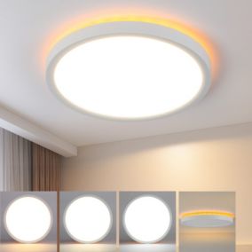 NETTLIFE Plafonnier LED Noir Plat 22cm 18w à Intensité Variable Pour Chambre Cuisine 3000k - 6500k