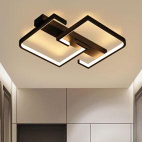 NETTLIFE Plafonnier LED Plafonnier Noir 19W 30CM Moderne Blanc Chaud 3000K Design Géométrique
