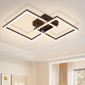 NETTLIFE Plafonnier LED plafonnier salon - 20W lampe de salon blanc chaud lampe de chambre design moderne noir