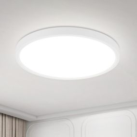 NETTLIFE Plafonnier LED plat 18 cm - 15 W, Blanc, 6000 K - Éclairage moderne cuisine, couloir, chambre