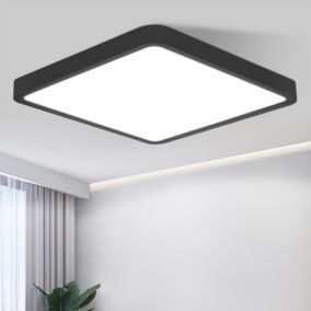 NETTLIFE Plafonnier LED plat 23CM 6500K 18W carré chambre noir LED intégré en permanence