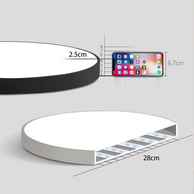 NETTLIFE Plafonnier LED plat, 30W, dimmable, noir, IP44, pour chambre, cuisine, cave 28 cm et salle de bain, avec télécommande
