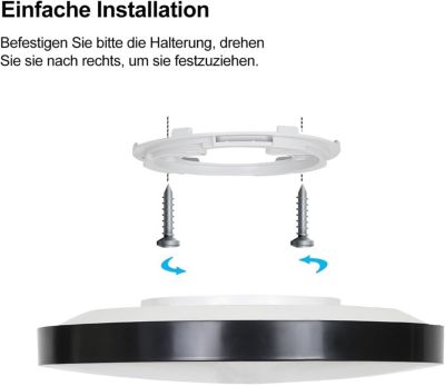 NETTLIFE Plafonnier LED plat, 30W, dimmable, noir, IP44, pour chambre, cuisine, cave 28 cm et salle de bain, avec télécommande