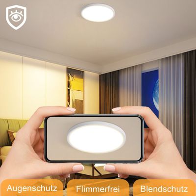 NETTLIFE Plafonnier LED Plat Pour Chambre à Coucher  18 Cm 15 W Non Dimmable Blanc Chaud 3 000 K
