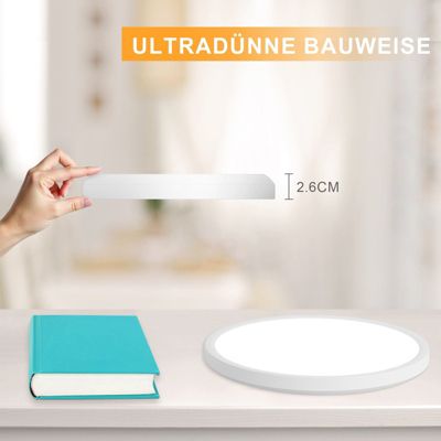 NETTLIFE Plafonnier LED Plat Pour Chambre à Coucher  18 Cm 15 W Non Dimmable Blanc Chaud 3 000 K