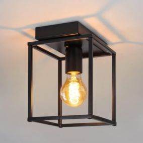 NETTLIFE Plafonnier LED Rétro Noir Lampe Industrielle pour Chambre Salon Lampe Vintage en Métal pour Couloir Salle à Manger 40 W