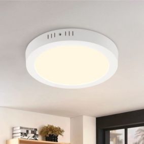 NETTLIFE Plafonnier LED Rond Moderne Blanc Lampe de Couloir 3000K 18W IP44 Étanche pour Cuisine Bureau Salle de Bain  d'Enfant