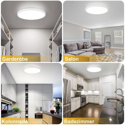 NETTLIFE plafonnier LED salle de bain 30cm lampe chambre lampe cuisine plate 4000K 18W lampe salle de bain IP44
