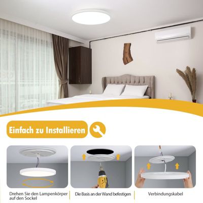 NETTLIFE plafonnier LED salle de bain 30cm lampe chambre lampe cuisine plate 4000K 18W lampe salle de bain IP44
