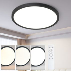 NETTLIFE Plafonnier LED salle de bain plat 30CM 24W rond blanc éclairage de plafond cuisine