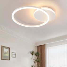 NETTLIFE Plafonnier LED Salon 24W Noir Moderne 2 Anneaux 3000K Blanc Chaud