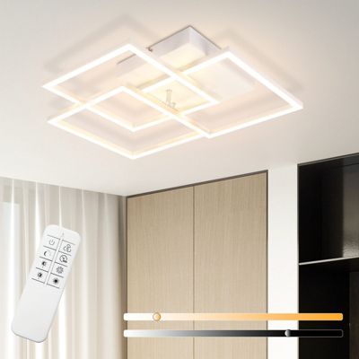 NETTLIFE Plafonnier LED Salon Blanc Dimmable Carré Moderne 36w Avec Télécommande
