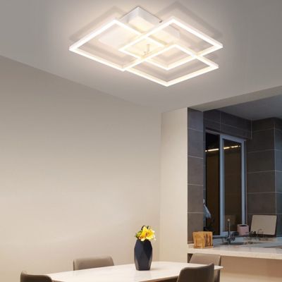 NETTLIFE Plafonnier LED Salon Blanc Dimmable Carré Moderne 36w Avec Télécommande