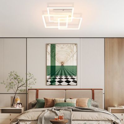 NETTLIFE Plafonnier LED Salon Blanc Dimmable Carré Moderne 36w Avec Télécommande