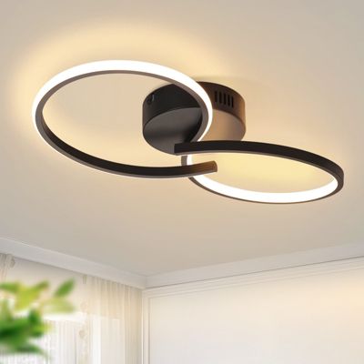NETTLIFE Plafonnier LED salon moderne noir 12W intérieur 3000K LED blanc chaud