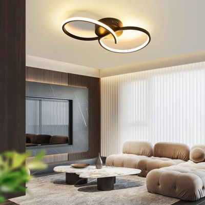 NETTLIFE Plafonnier LED salon moderne noir 12W intérieur 3000K LED blanc chaud
