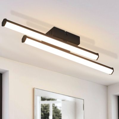 NETTLIFE Plafonnier LED salon moderne noir 24W 3000K blanc chaud chambre LED intégré en permanence