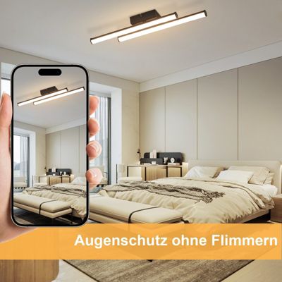 NETTLIFE Plafonnier LED salon moderne noir 24W 3000K blanc chaud chambre LED intégré en permanence