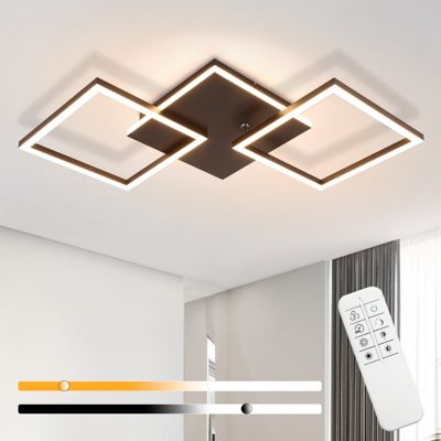 NETTLIFE Plafonnier LED Salon Noir Dimmable Carré Moderne 36w Avec Télécommande