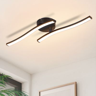NETTLIFE Plafonnier salon LED plafonnier chambre moderne noir 12W 3000K intérieur blanc chaud