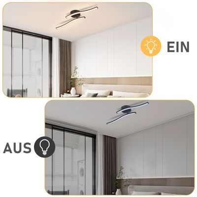 NETTLIFE Plafonnier salon LED plafonnier chambre moderne noir 12W 3000K intérieur blanc chaud