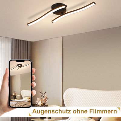 NETTLIFE Plafonnier salon LED plafonnier chambre moderne noir 12W 3000K intérieur blanc chaud