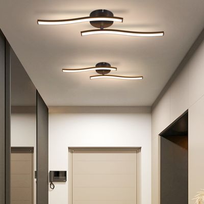NETTLIFE Plafonnier salon LED plafonnier chambre moderne noir 12W 3000K intérieur blanc chaud