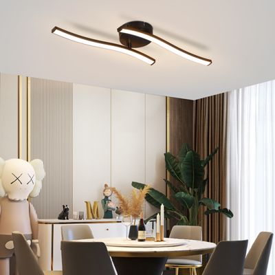 NETTLIFE Plafonnier salon LED plafonnier chambre moderne noir 12W 3000K intérieur blanc chaud