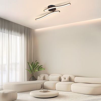 NETTLIFE Plafonnier salon LED plafonnier chambre moderne noir 12W 3000K intérieur blanc chaud