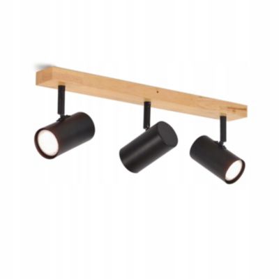 NETTLIFE Plafonnier Spot de plafond Noir 3 flamme GU10 Bois moderne rétro Métal réglables Sans ampoules