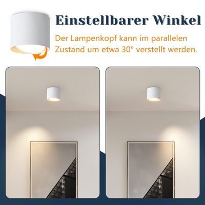 NETTLIFE Plafonnier Spot LED Blanc : Plafond rond en saillie, alum. 230V, ampoule GX53 5W 3000K, pour chambre, couloir