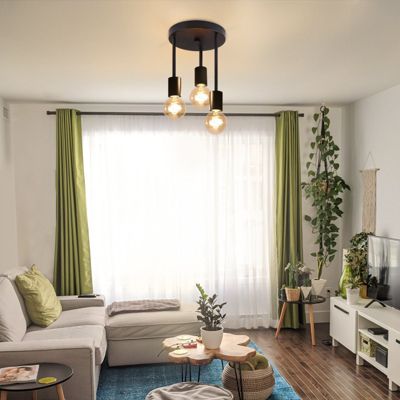 NETTLIFE Plafonnier vintage noir - Spot de plafond suspendu à 3 lampes E27 avec 3 spots