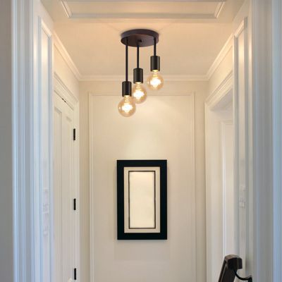 NETTLIFE Plafonnier vintage noir - Spot de plafond suspendu à 3 lampes E27 avec 3 spots