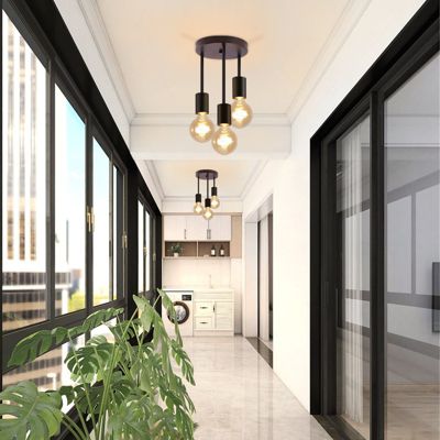NETTLIFE Plafonnier vintage noir - Spot de plafond suspendu à 3 lampes E27 avec 3 spots