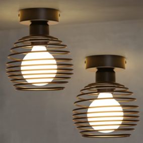 NETTLIFE Plafonnier vintage plafonnier 2 lampes de couloir rétro noir E27 max.40W Sans ampoules