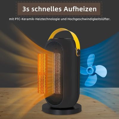 Nettlife Radiateur soufflant 1200W, silencieux, économe, PTC céramique, avec protection anti-surchauffe, transportable