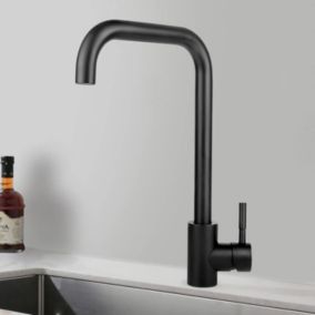 NETTLIFE Robinet cuisine mitigeur 360 poignée unique noir acier inoxydable haute pression