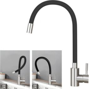 NETTLIFE Robinet cuisine poignée unique noir 360 rotation acier inoxydable