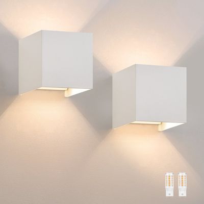 NETTLIFE Set de 2 Lampes Murales LED Ext, Blanc Chaud IP65, pour Maison, Chambre à Coucher, Cage d Escalier