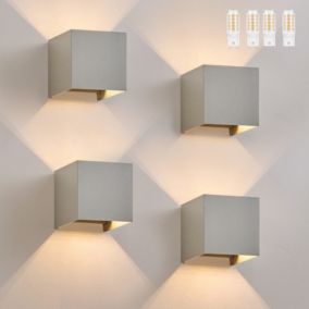 NETTLIFE Set de 4 Lampes Murales LED Ext, Blanc Chaud IP65, Anthracite, pour Maison, Cage d Escalier