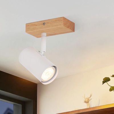 NETTLIFE Spot de Plafond 1 Ampoule Lampe de Couloir Bois Couloir Blanc Plafonnier Métal Moderne GU10