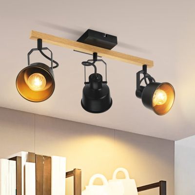 NETTLIFE Spot de Plafond 3 Flammes Orientable Vintage  E14 de conception de haute qualité en bois veiné
