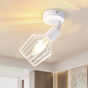 NETTLIFE Spot de Plafond E14 métal, lampe de couloir industrielle pivotante applique murale pour couloir et salon blanc